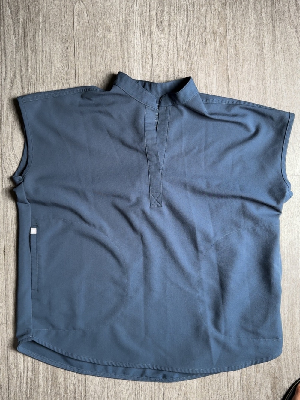 Figs Rafaela Dusty Blue Gray Mock-Neck Sleeveless Scrub Top